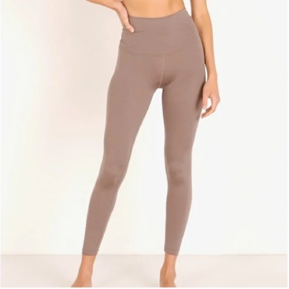 Beyond Yoga Pants - Beyond Yoga High Waisted Midi Ribbed Mocha Heather Leggings S